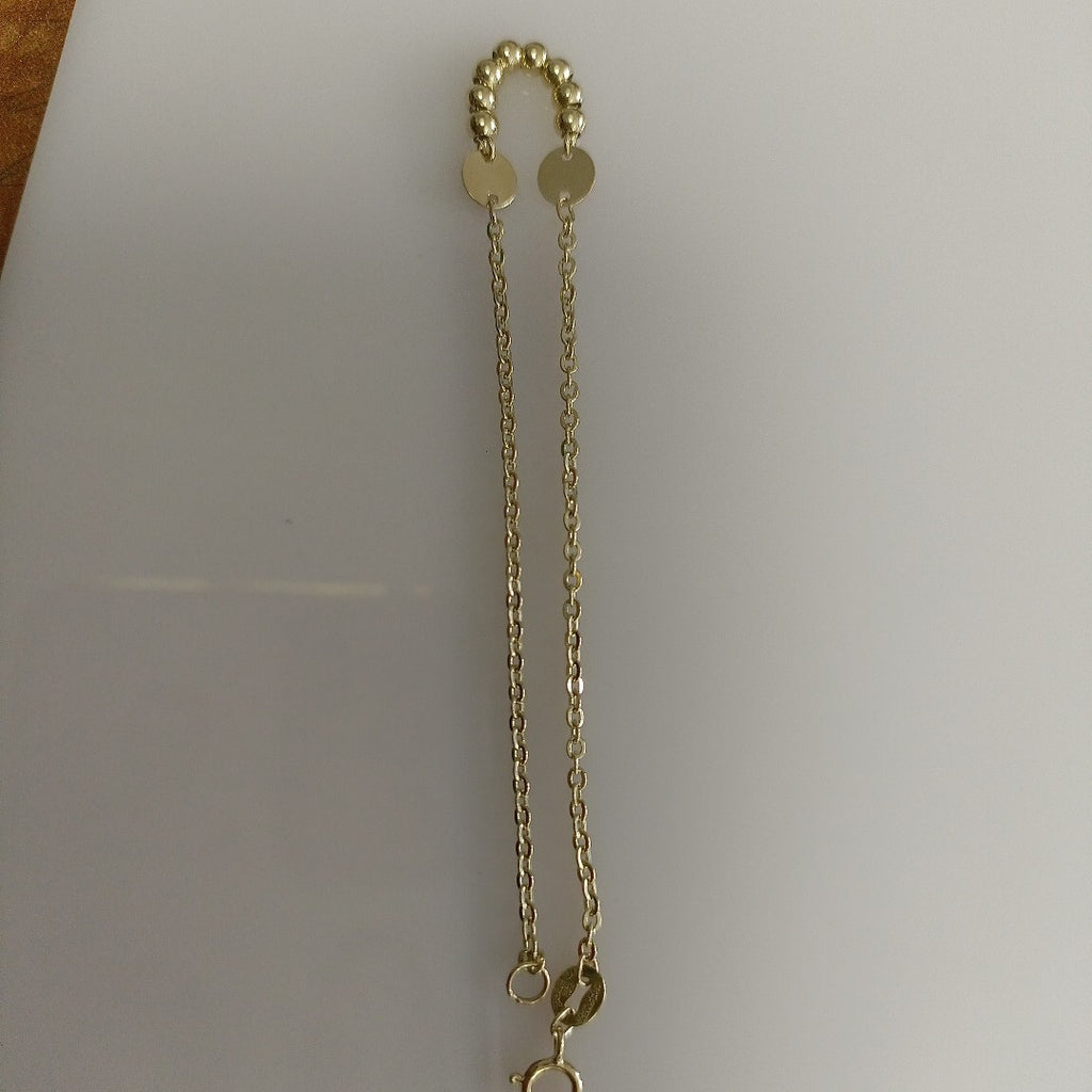 PULSERA TEJIDO ESPECIAL CON BOLITAS 14K 18 CM 1.7 GR (NUEVO)