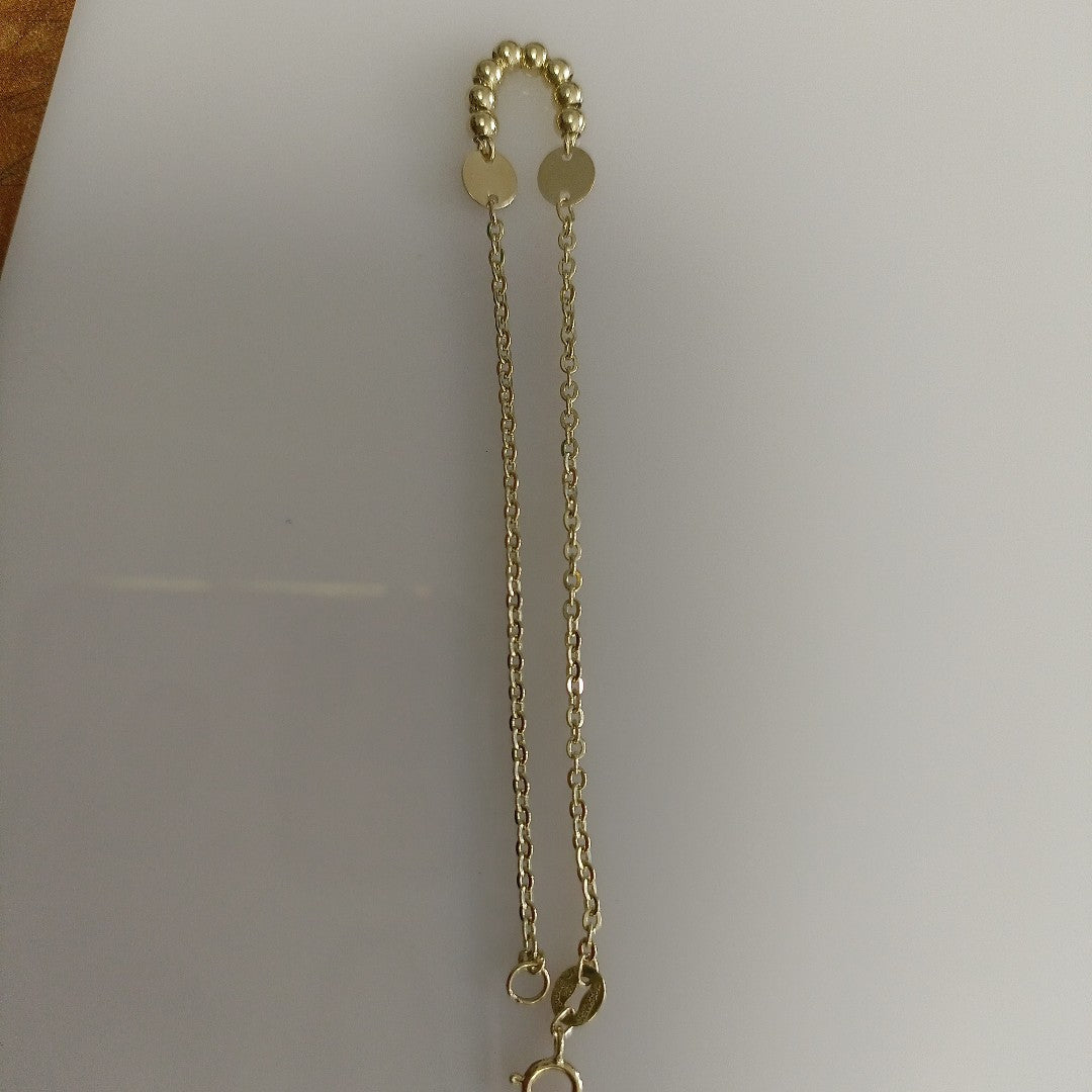 PULSERA TEJIDO ESPECIAL CON BOLITAS 14K 18 CM 1.7 GR (NUEVO)