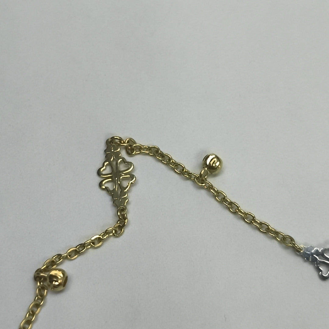 PULSERA ESPECIAL CON TREBOL 14K 18 CM 1.8 GR (NUEVO)
