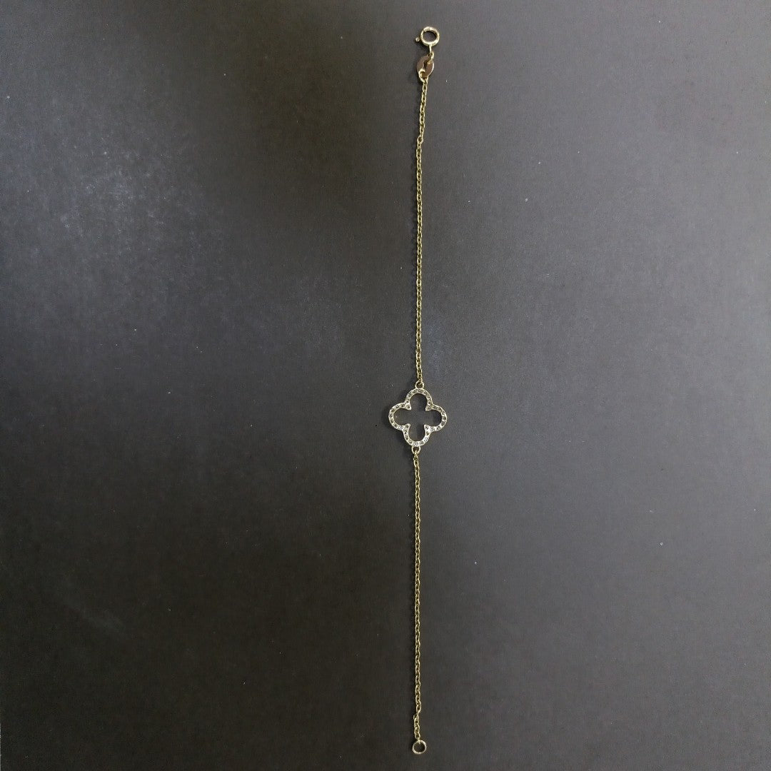 PULSERA TEJIDO ESPECIAL C CIRCONIAS 14K 18 CM 1.8 GR (NUEVO)