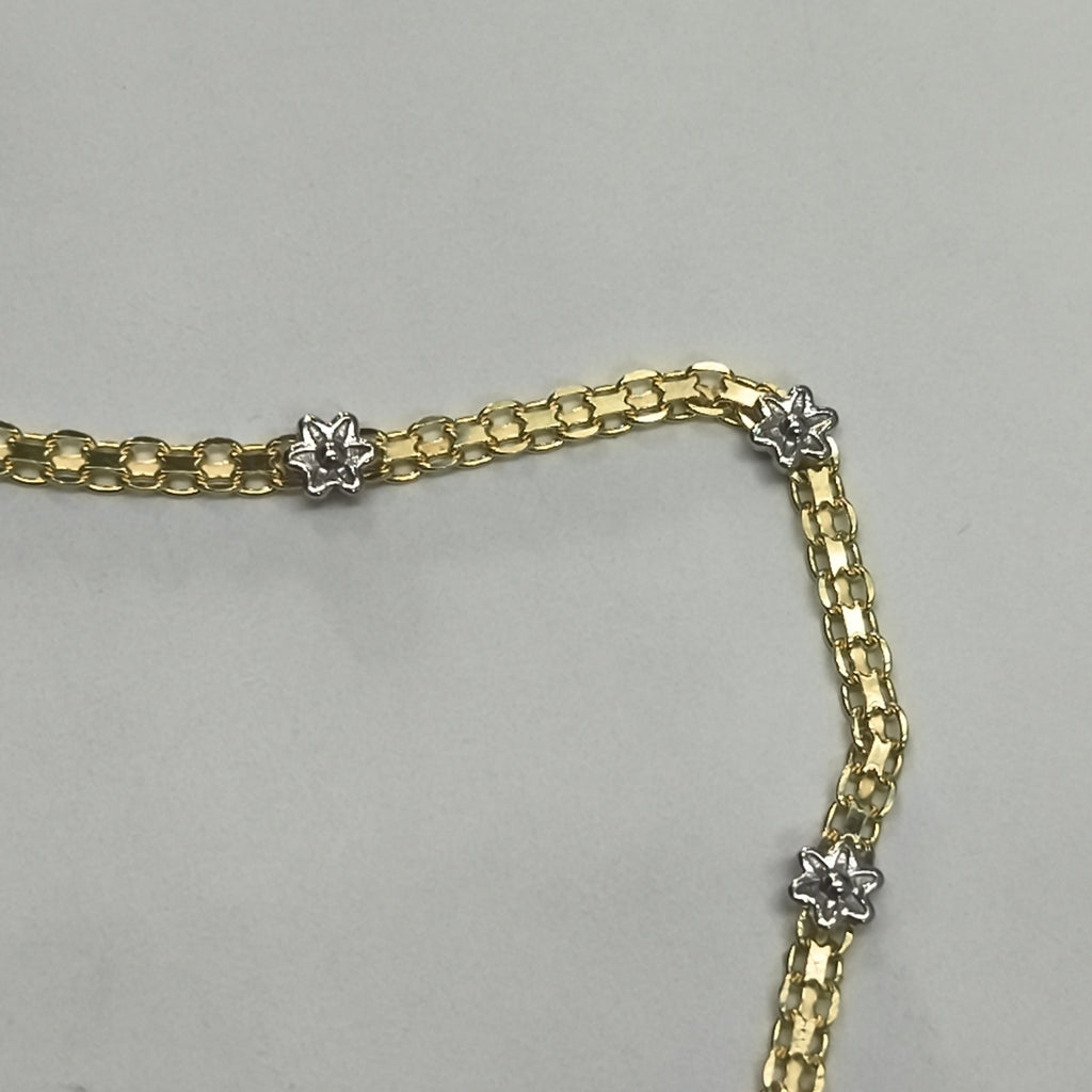 PULSERA ESPECIAL C FLORES 14K 18 CM 3 GR (NUEVO)