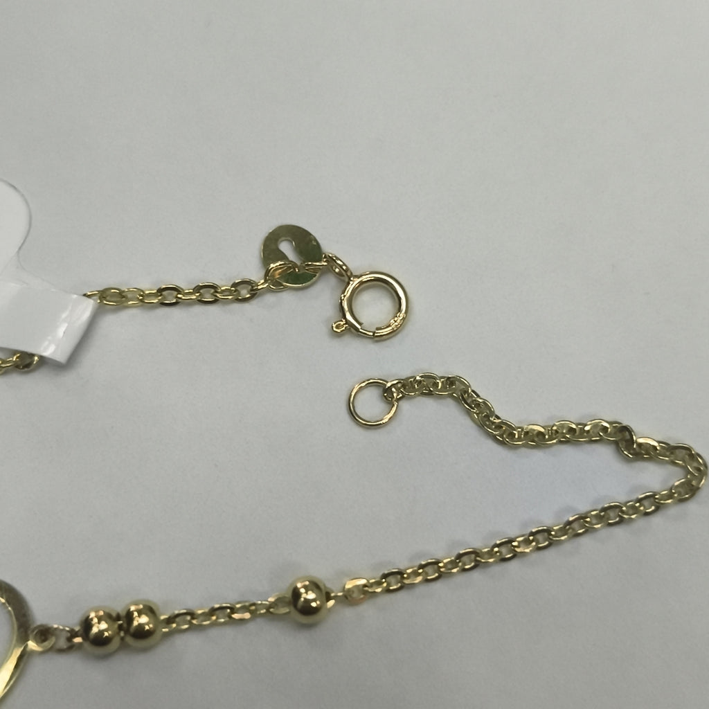 PULSERA TEJIDO ESPECIAL C CORAZONES 14K 18 CM 1.7 GR (NUEVO)