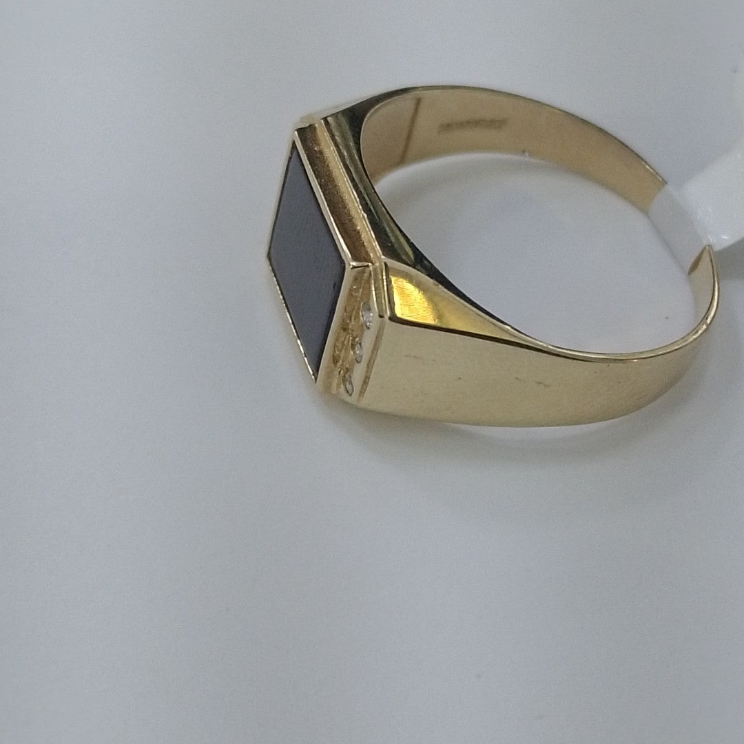 ANILLOS CON ONIX Y CIRCONIAS 10K TALLA 11 3.7 GR (NUEVO)