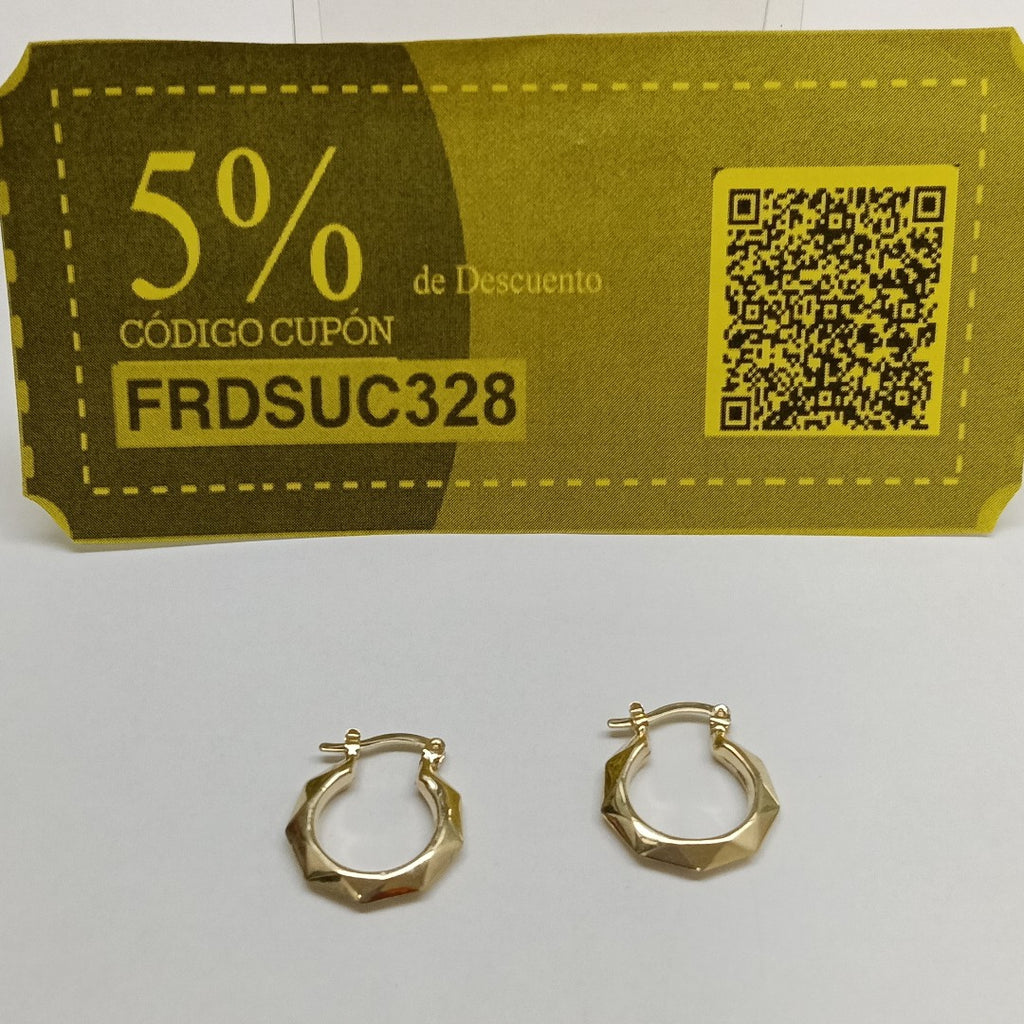 ARETES TEJIDO ARRACADAS FACETADAS 14K 1.7 GR (NUEVO)