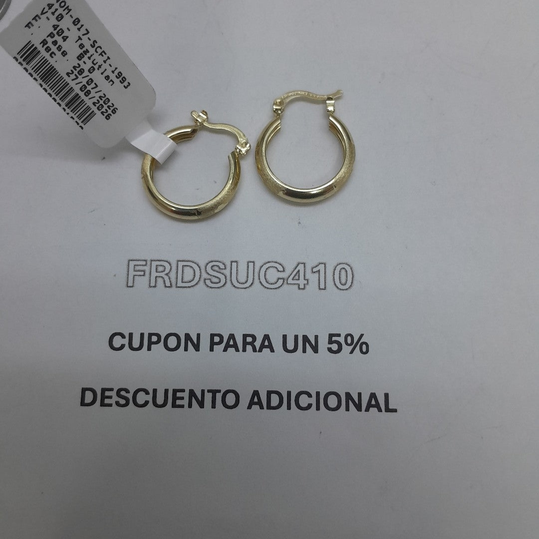 ARETES TEJIDO ARRACADA SATINADA 14K 2.6 GR (NUEVO)