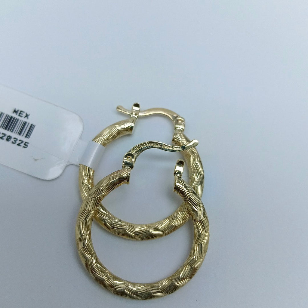 ARETES TEJIDO ARRACADA LABRADA 14K 2.7 GR (NUEVO)