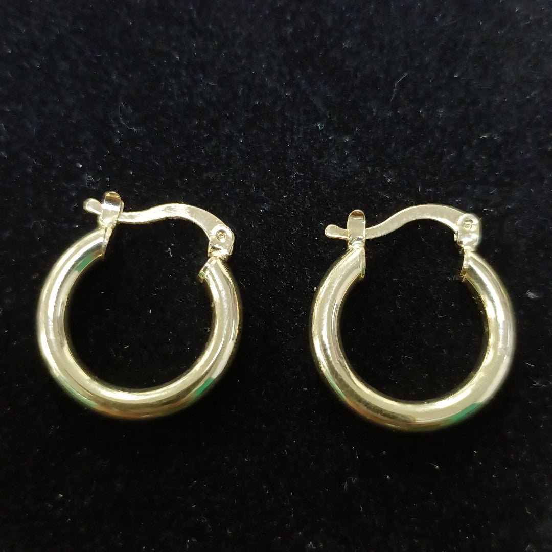 ARETES TEJIDO ARRACADAS LISAS 14K 1.6 GR (NUEVO)