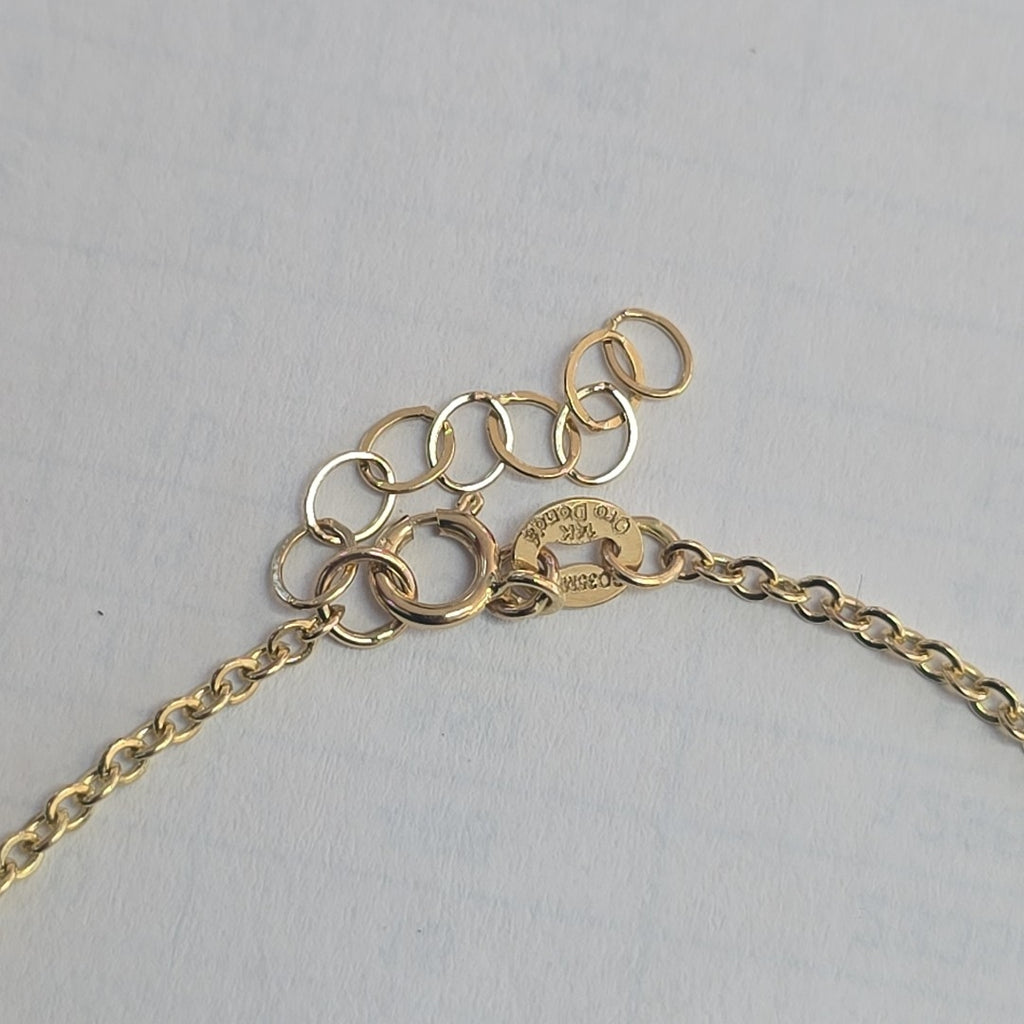 PULSERA ESPECIAL CON CORAZONES CONBINADOS 14K 18 CM 1.7 GR (NUEVO)