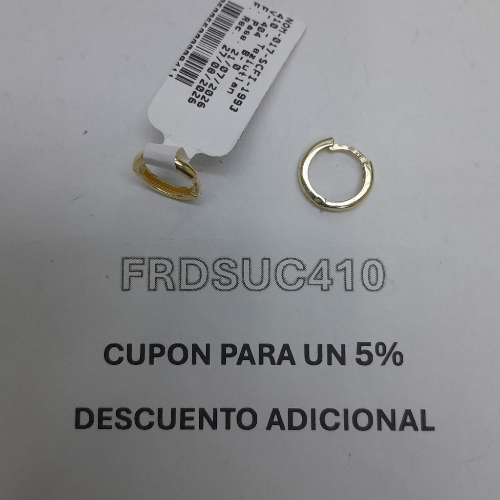ARETES HUGGIES LISAS 14K 1.3 GR (NUEVO)