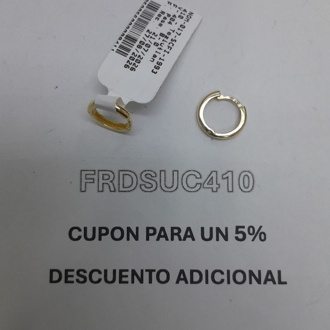 ARETES HUGGIES LISAS 14K 1.3 GR (NUEVO)