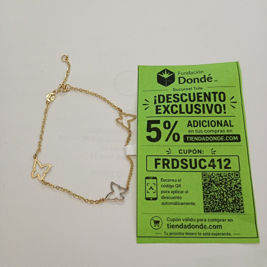 PULSERA ESPECIAL C MARIPOSAS 14K 18 CM 1.7 GR (NUEVO)