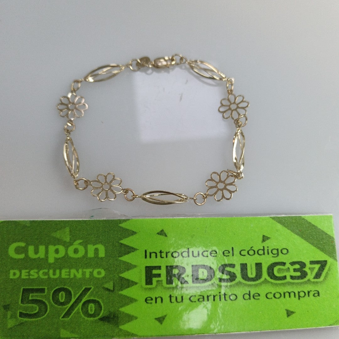 PULSERA ESPECIAL CON FLORES 14K 18 CM 2.7 GR (NUEVO)