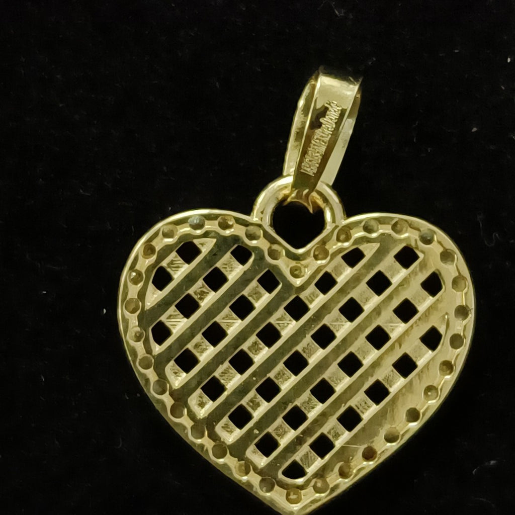 DIJE TEJIDO CORAZON CON CERCO DE CIRCONIAS 14K 1.2 GR (NUEVO)
