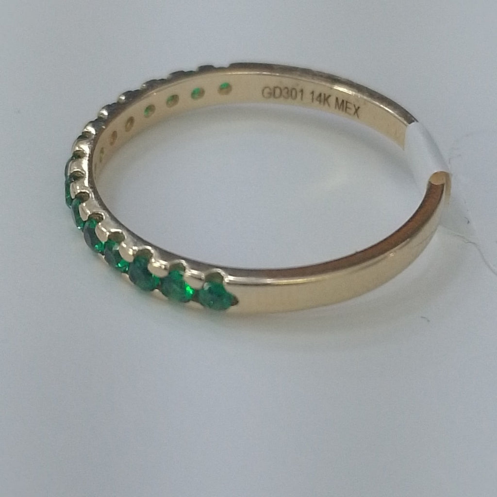 ANILLO ANILLITO MEDIA CHURUMBELA C PDRAS COLOR VERDE 14K 7 TALLA 1.5 GR (NUEVO)