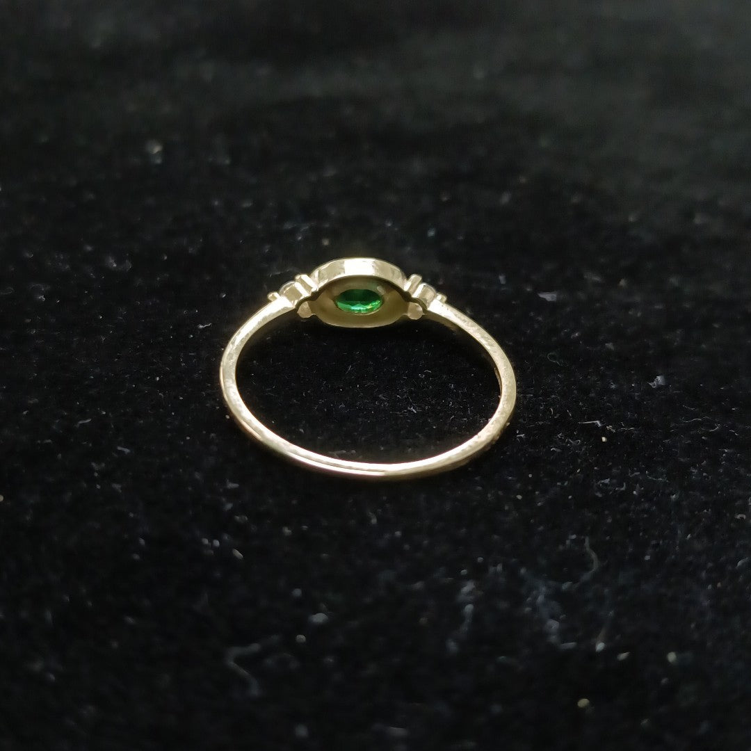 ANILLOS TEJIDO ANILLITO C CIRCONIAS Y PIEDRA VERDE 14K 7 1.2 GR (NUEVO)
