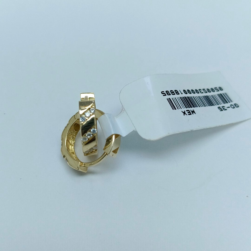 ARETES HUGGIES CON CIRCONIAS 14K 2.3 GR (NUEVO)