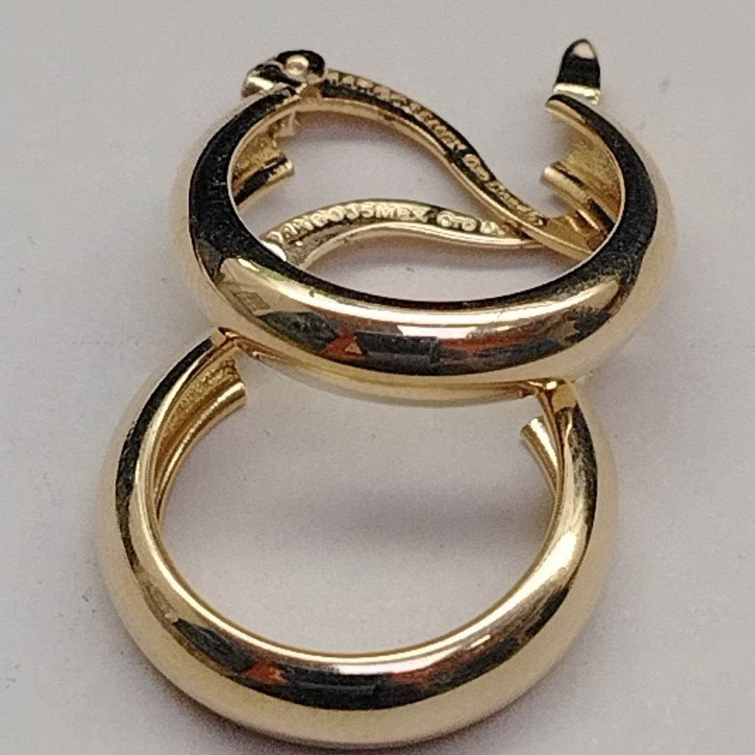ARETES TEJIDO ARRACADAS LISAS 14K 2.1 GR (NUEVO)