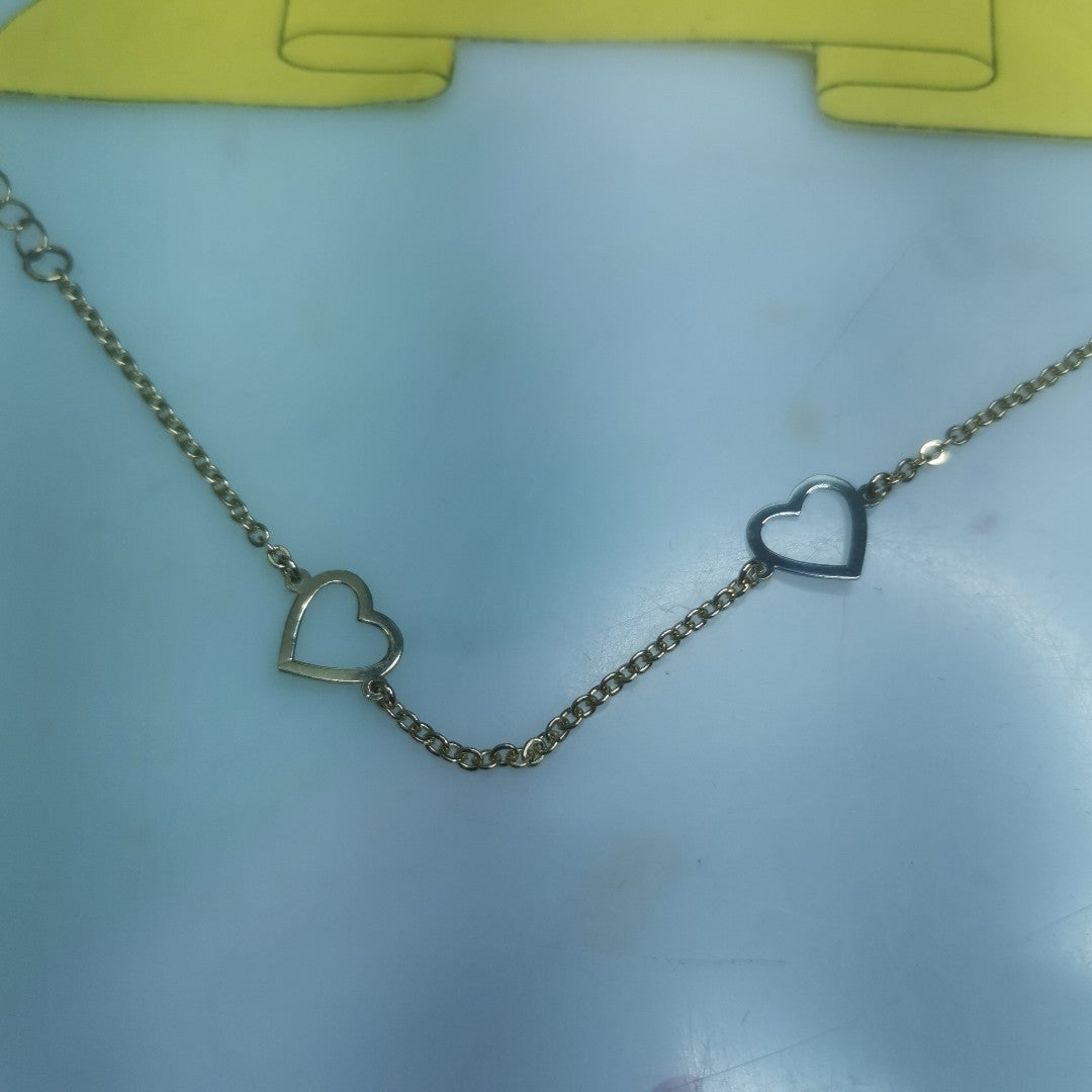 PULSERA ESPECIAL CON CORAZONES CONBINADOS 14K 18 CM 1.7 GR (NUEVO)