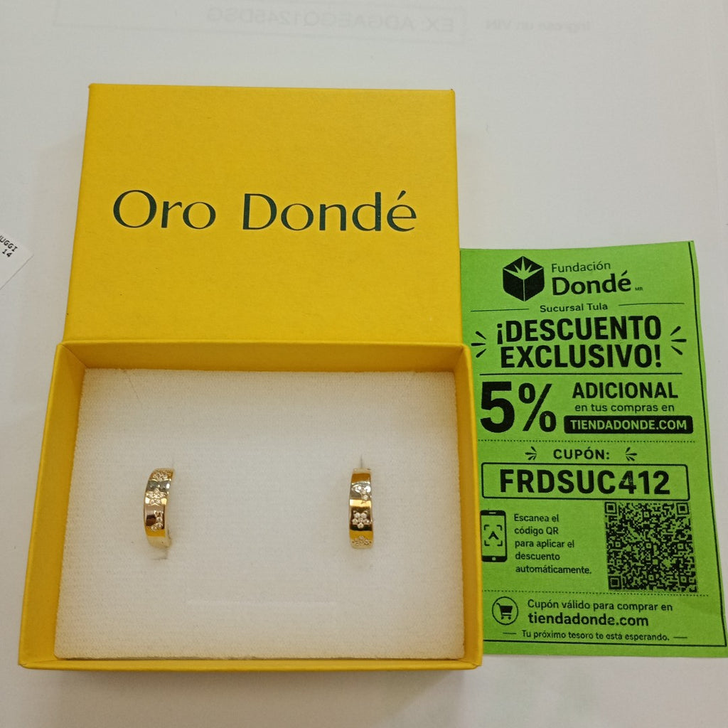 ARETES TEJIDO HUGGIES CON CIRCONIAS 14K 3 GR (NUEVO)