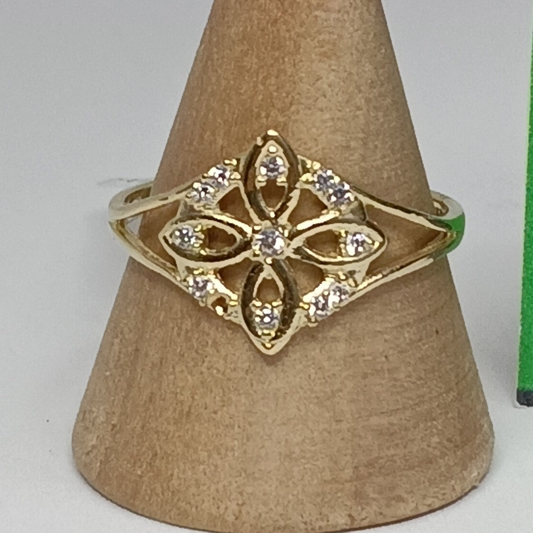ANILLOS ANILLITO FIG NUDO DE BRUJA CON CIRCONIAS 10K TALLA 8 1.8 GR (NUEVO)