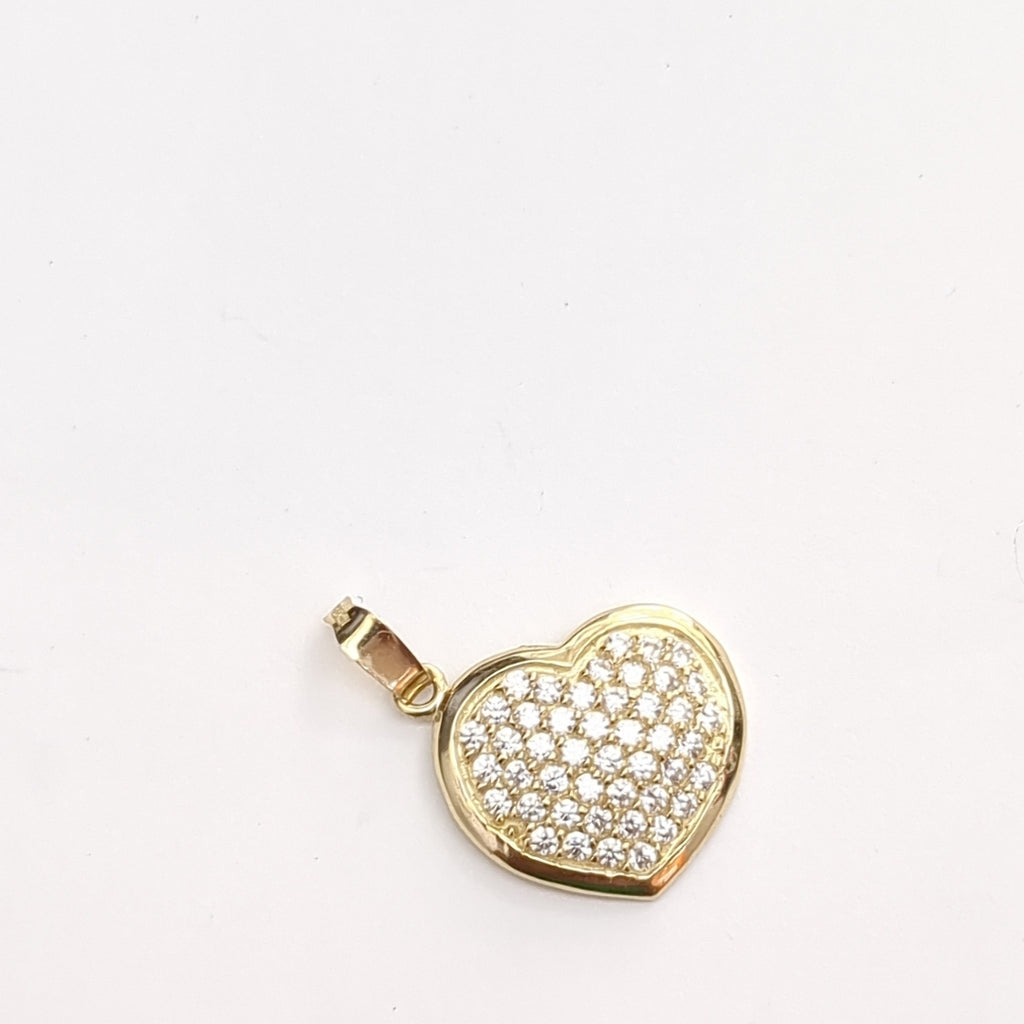 DIJE TEJIDO CORAZON CON CIRCONIAS 14K 1.8 GR (NUEVO)