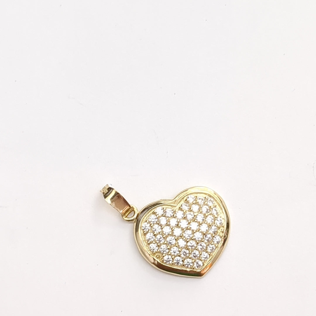 DIJE TEJIDO CORAZON CON CIRCONIAS 14K 1.8 GR (NUEVO)
