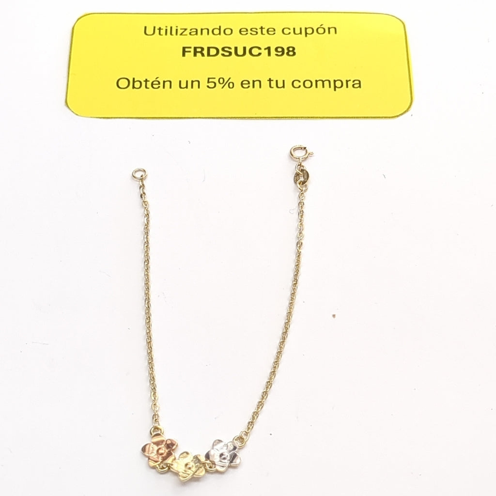 PULSERA TEJIDO ESPECIAL FIG FLORES 14K 18 CM 2 GR (NUEVO)