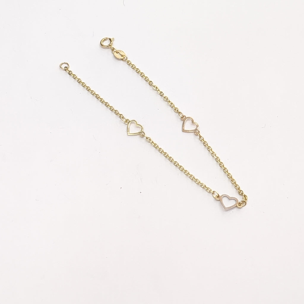 PULSERA ESPECIAL CON CORAZONES 14K 18 CM 1.2 GR (NUEVO)