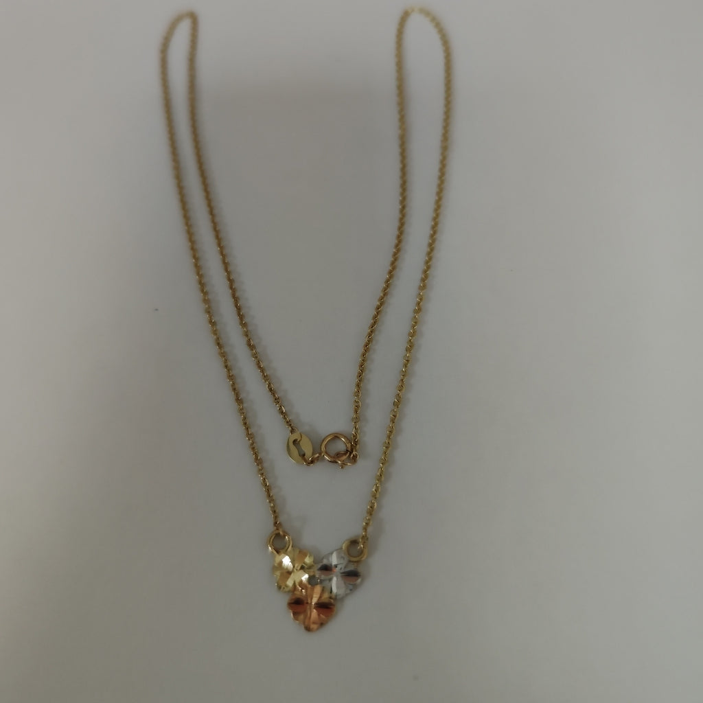 CADENA TEJIDO GARGANTILLA ESPECIAL C FLORES 14K 45 CM 2.9 GR (NUEVO)