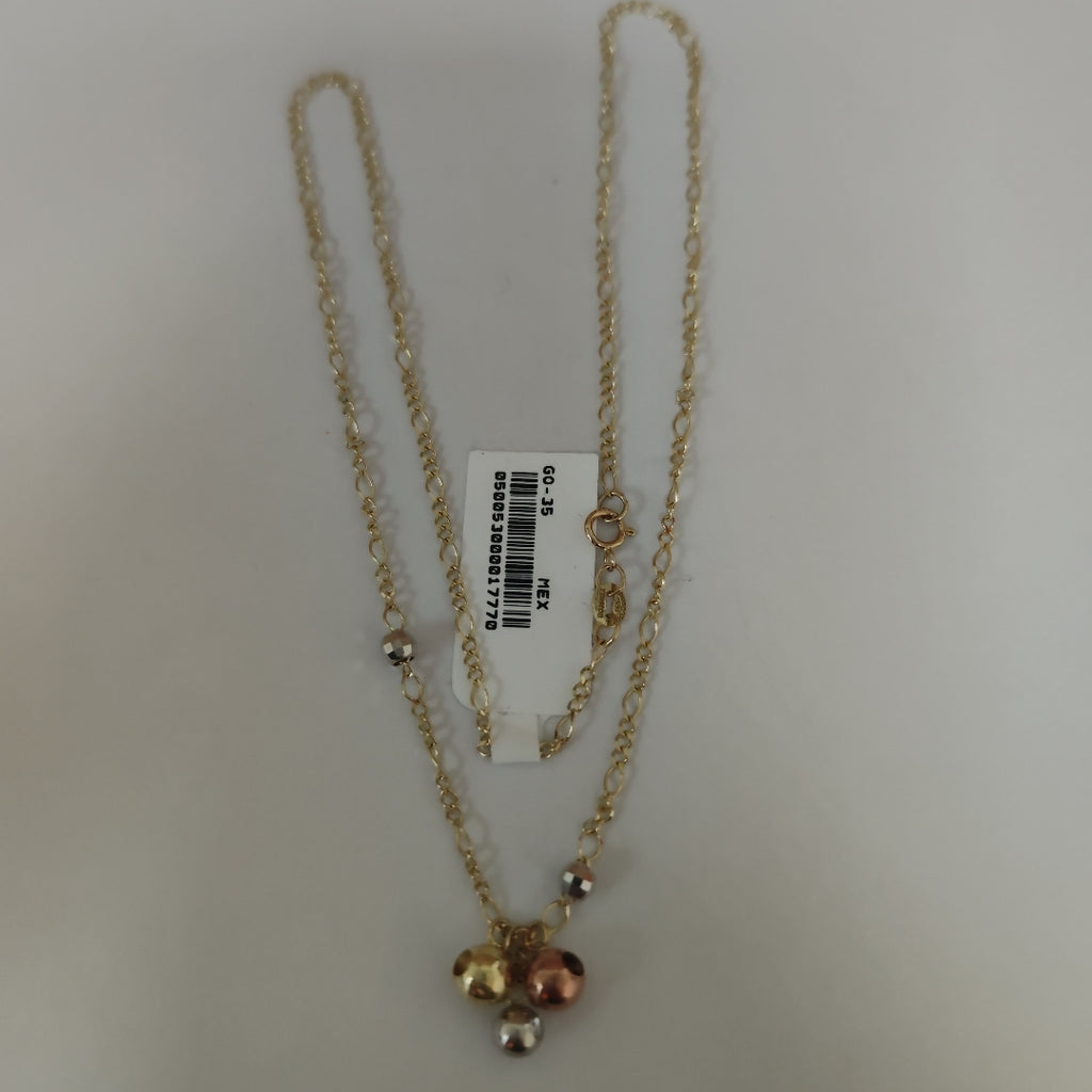 CADENA GARGANTILLA 3X1 CON ESFERAS COMBINADAS 14K 45 CM 3.1 GR (NUEVO)