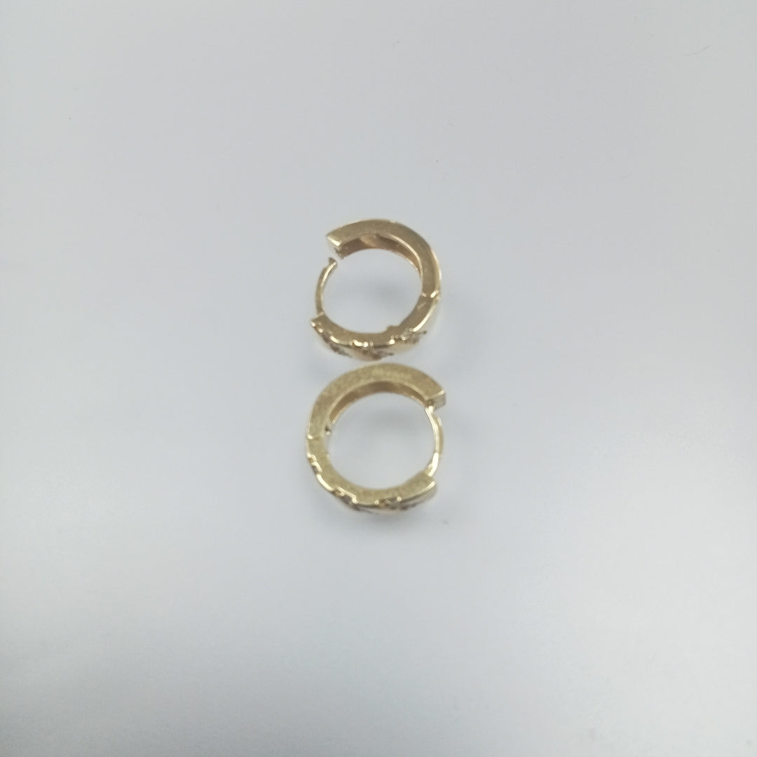 ARETES HUGGIES CON CIRCONIAS 14K 2.3 GR (NUEVO)