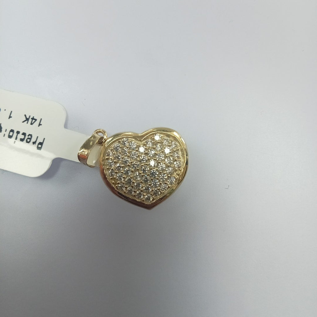 DIJE TEJIDO CORAZON CON CIRCONIAS 14K 1.8 GR (NUEVO)