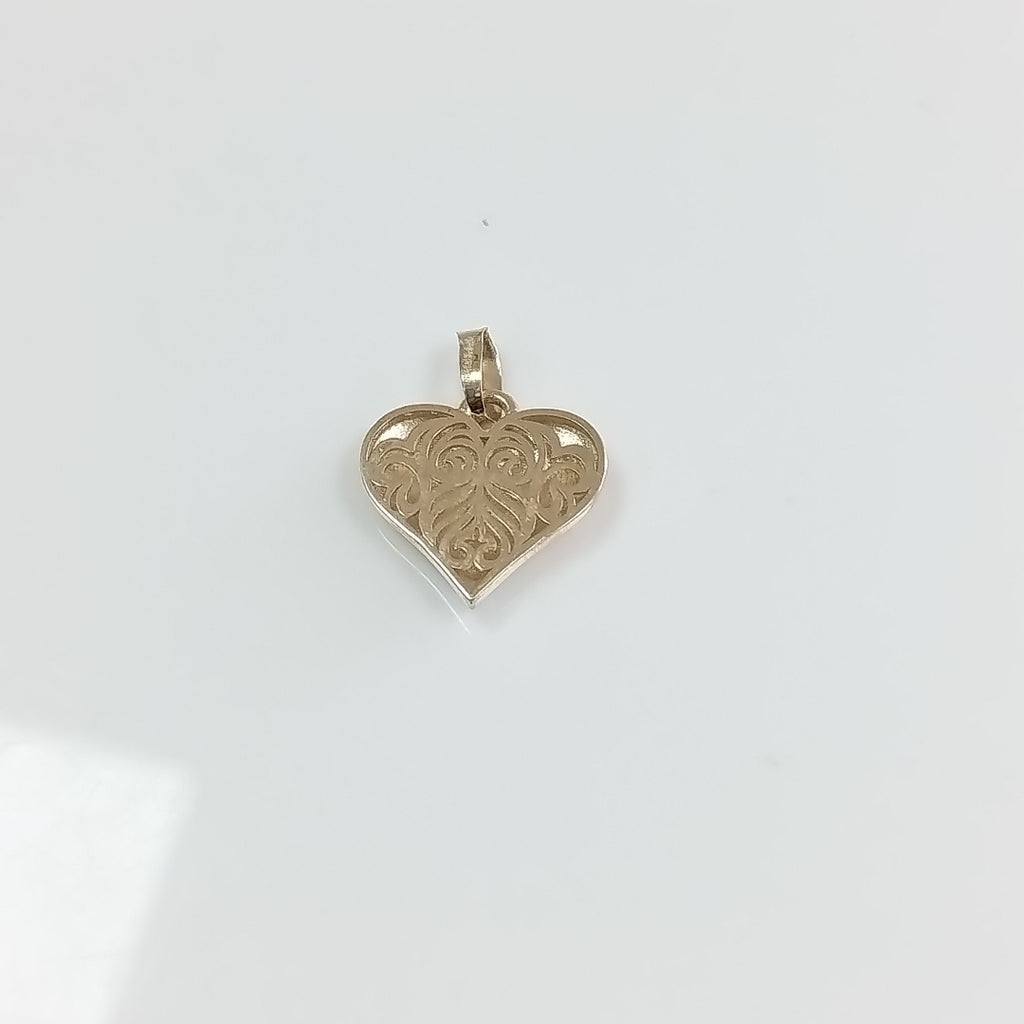 DIJE TEJIDO CORAZON LABRADO COMBINADO 14K 1.2 GR (NUEVO)