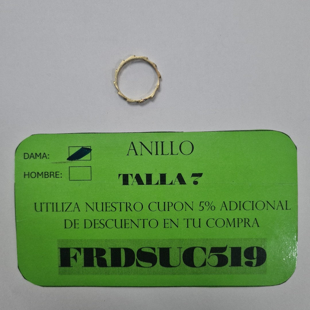 ANILLO ORO 14 K 1.5 GRMS (SEMINUEVO)