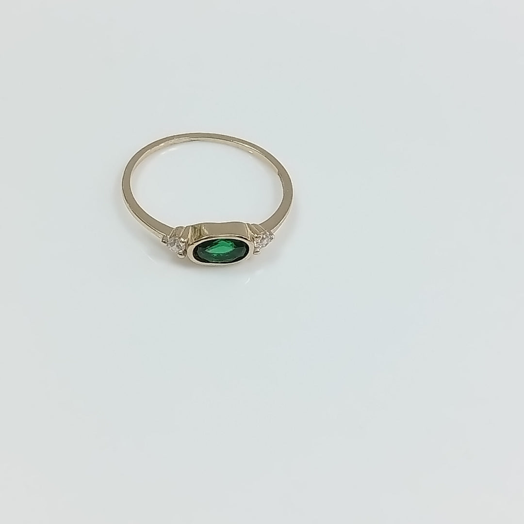 ANILLOS TEJIDO ANILLITO C CIRCONIAS Y PIEDRA VERDE 14K 7 1.2 GR (NUEVO)