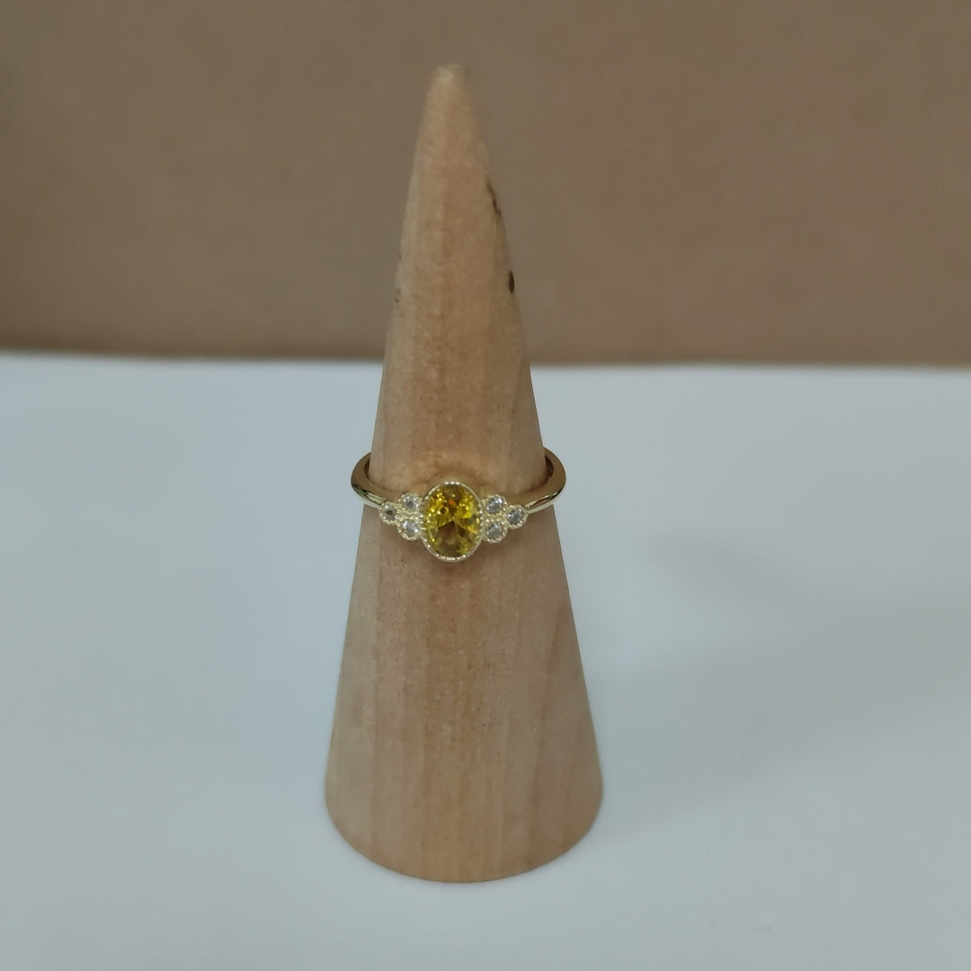 ANILLOS CON CIRCONIAS Y PIEDRA DE COLOR 14K TALLA 8 1.9 GR (NUEVO)