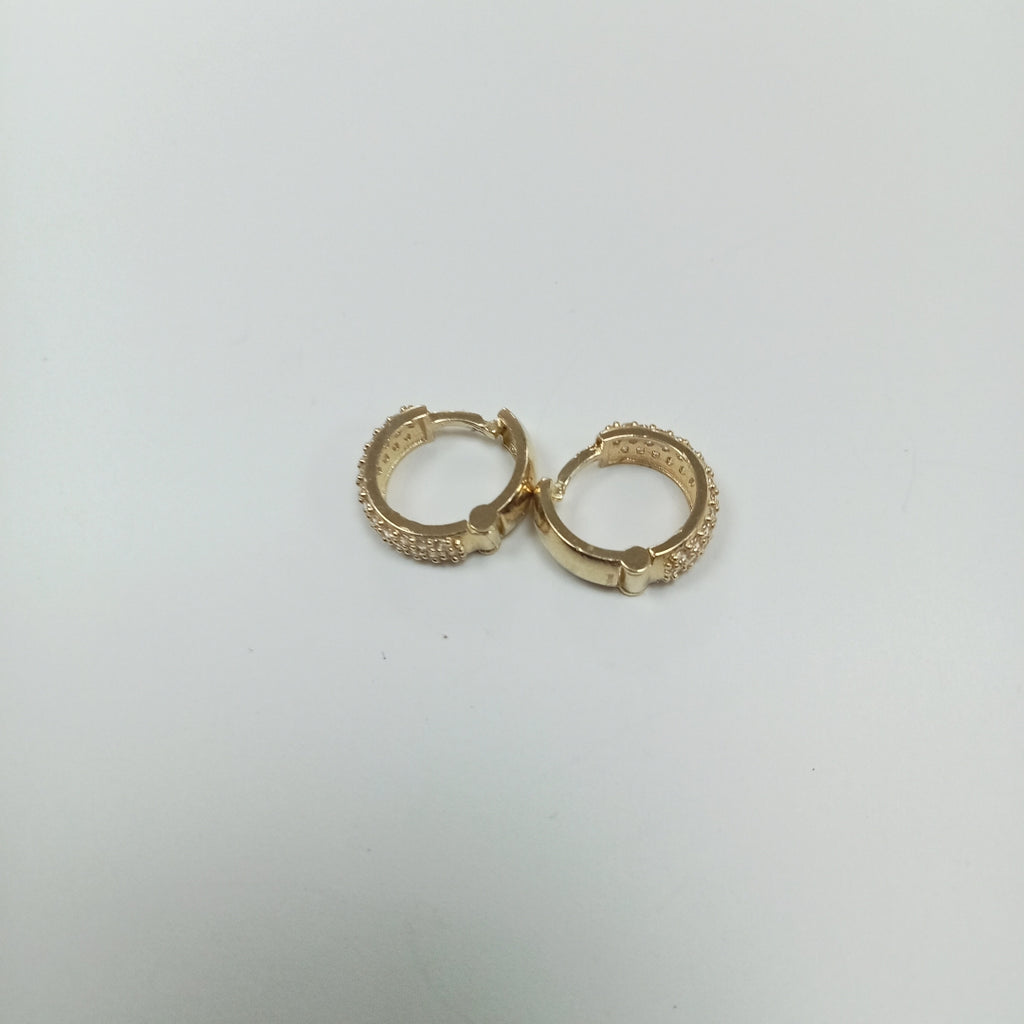 ARETES HUGGIE CON CIRCONIAS 14K 2.1 GR (NUEVO)