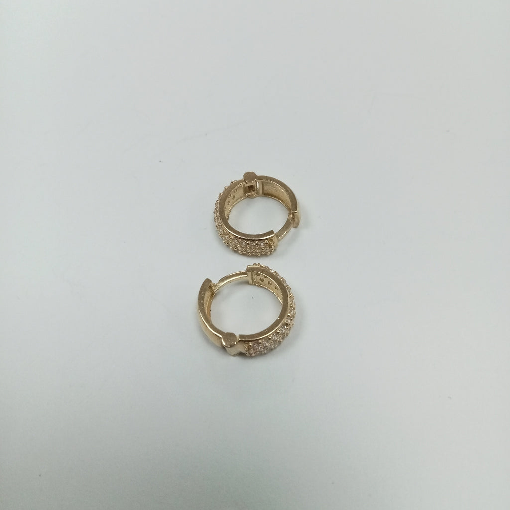 ARETES HUGGIE CON CIRCONIAS 14K 2 GR (NUEVO)