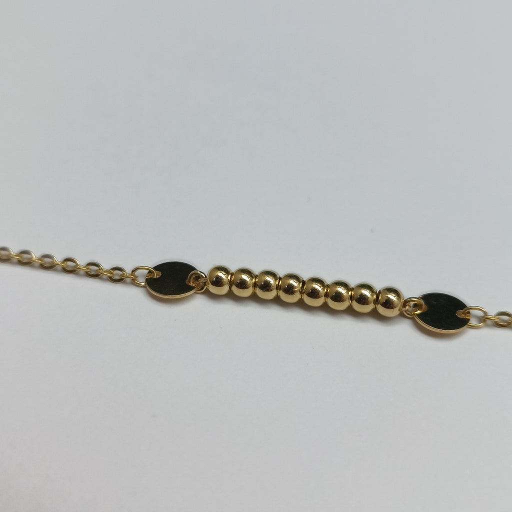 PULSERA TEJIDO ESPECIAL CON BOLITAS 14K 18 CM 1.8 GR (NUEVO)