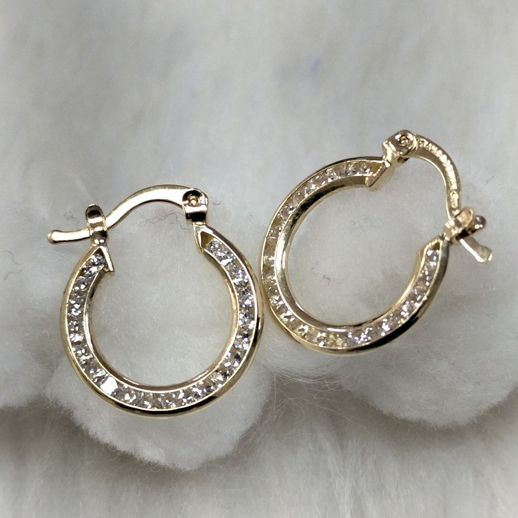 ARETES ARRACADAS CON CIRCONIAS 14K 2.3 GR (NUEVO)