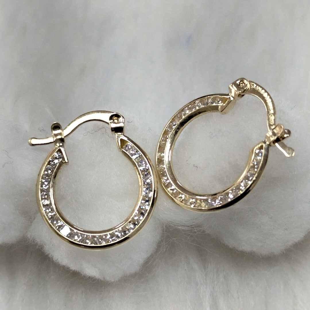 ARETES ARRACADAS CON CIRCONIAS 14K 2.3 GR (NUEVO)