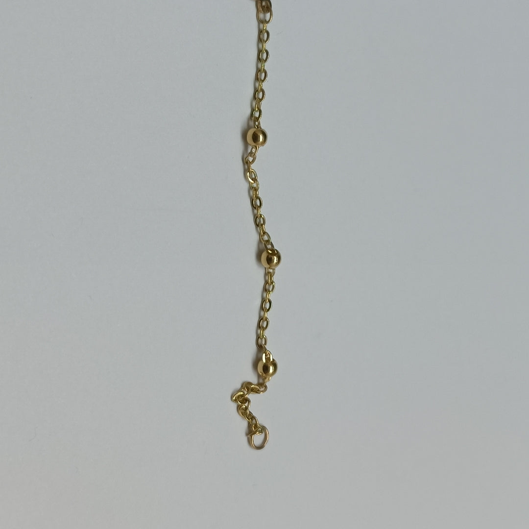 PULSERA TEJIDO ESPECIAL CON DOS CORAZONES 14K 18 CM 1.7 GR (NUEVO)