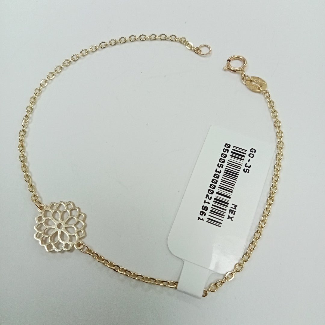 PULSERA TEJIDO ESPECIAL CON MANDALA 14K 18 CM 1.3 GR (NUEVO)