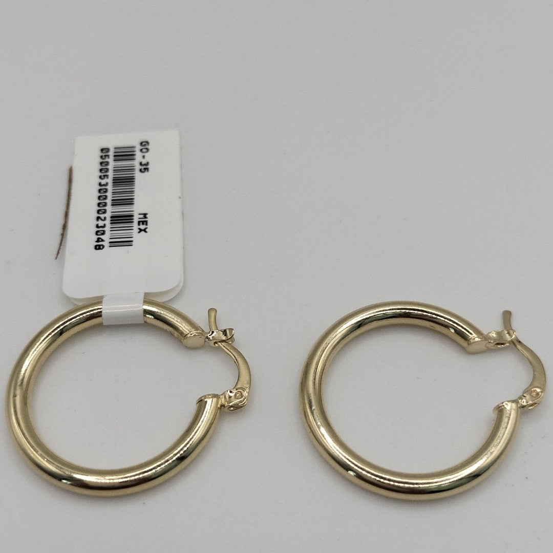 ARETES TEJIDO ARRACADAS LISAS HUECAS 14K 2.2 GR (NUEVO)