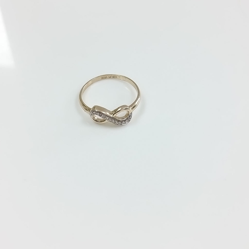 ANILLO ANILLITO FIG INFINITO C CIRCONIAS 14K 7 TALLA 1.5 GR (NUEVO)