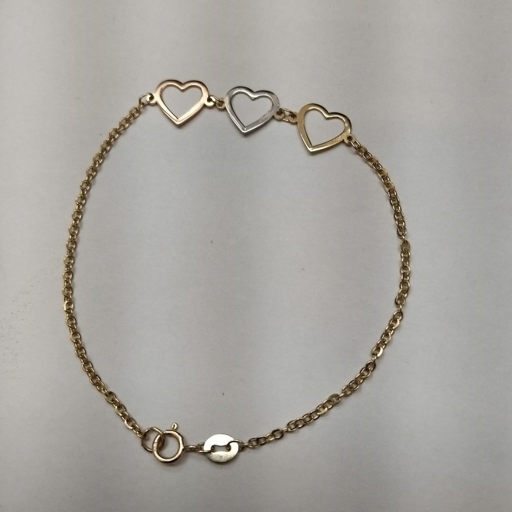 PULSERA ESPECIAL CON CORAZONES 14K 18 CM 1.4 GR (NUEVO)