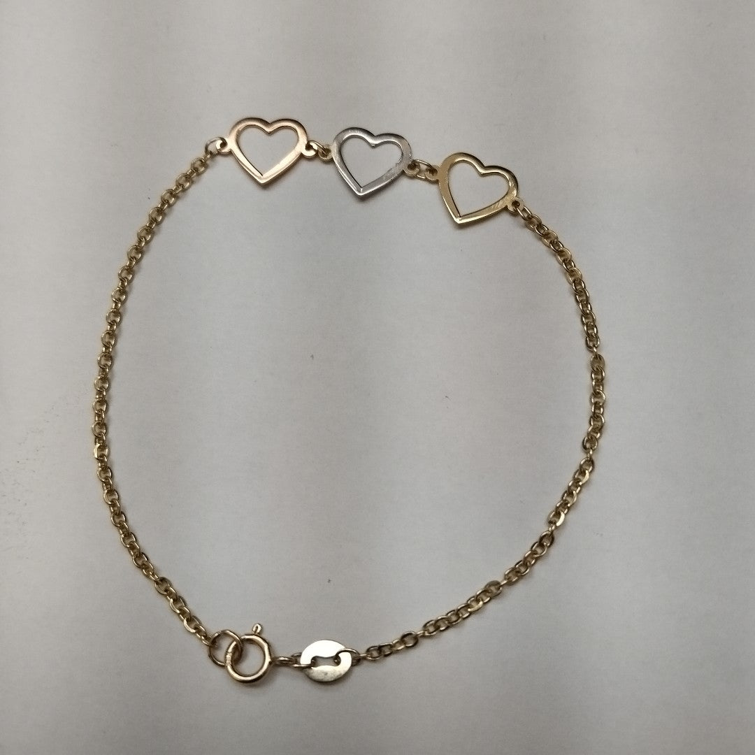PULSERA ESPECIAL CON CORAZONES 14K 18 CM 1.4 GR (NUEVO)