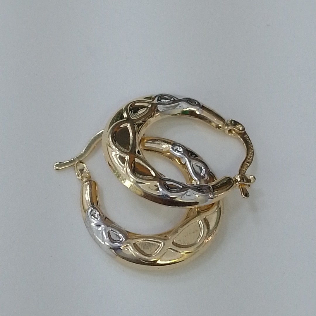 ARETES ARRACADAS COMBINADAS CON INFINITO 14K 2.2 GR (NUEVO)