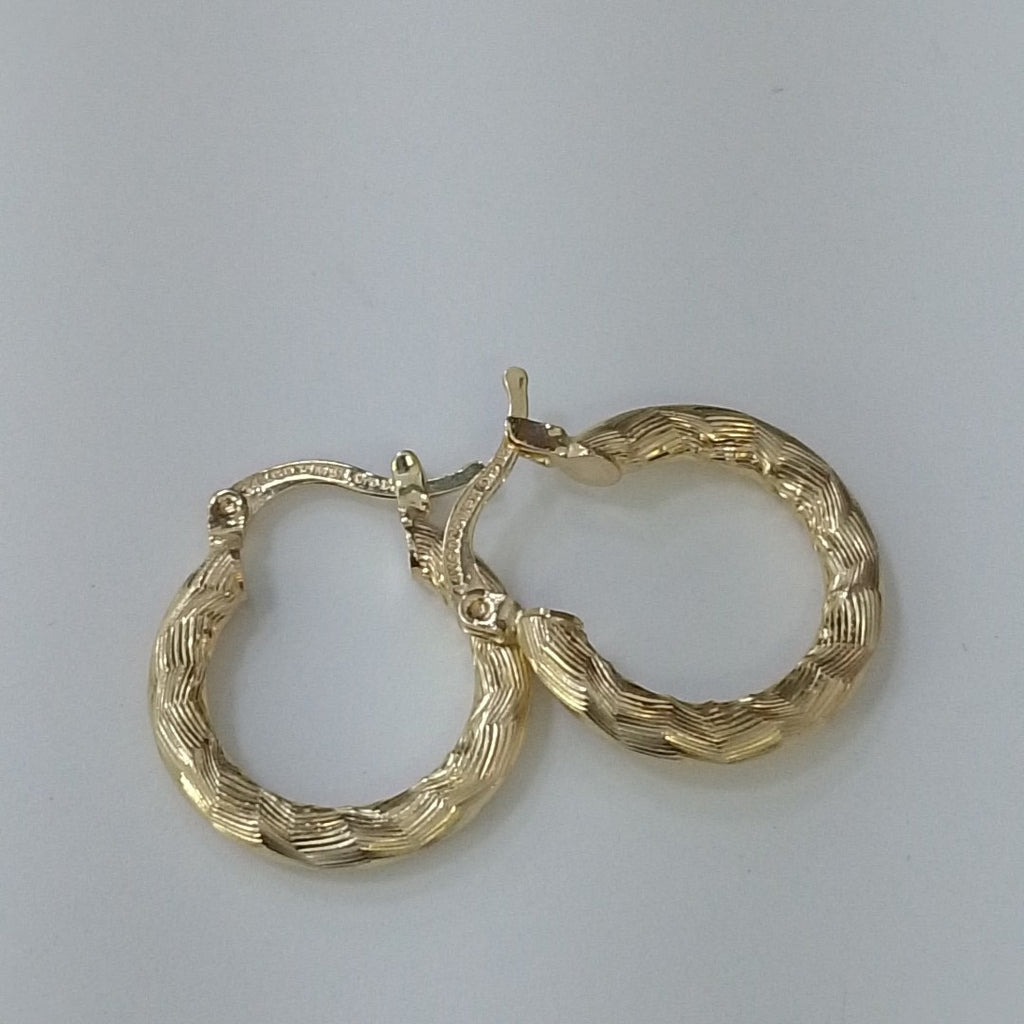 ARETES TEJIDO ARRACADAS ASTRIADAS 14K 1.9 GR (NUEVO)