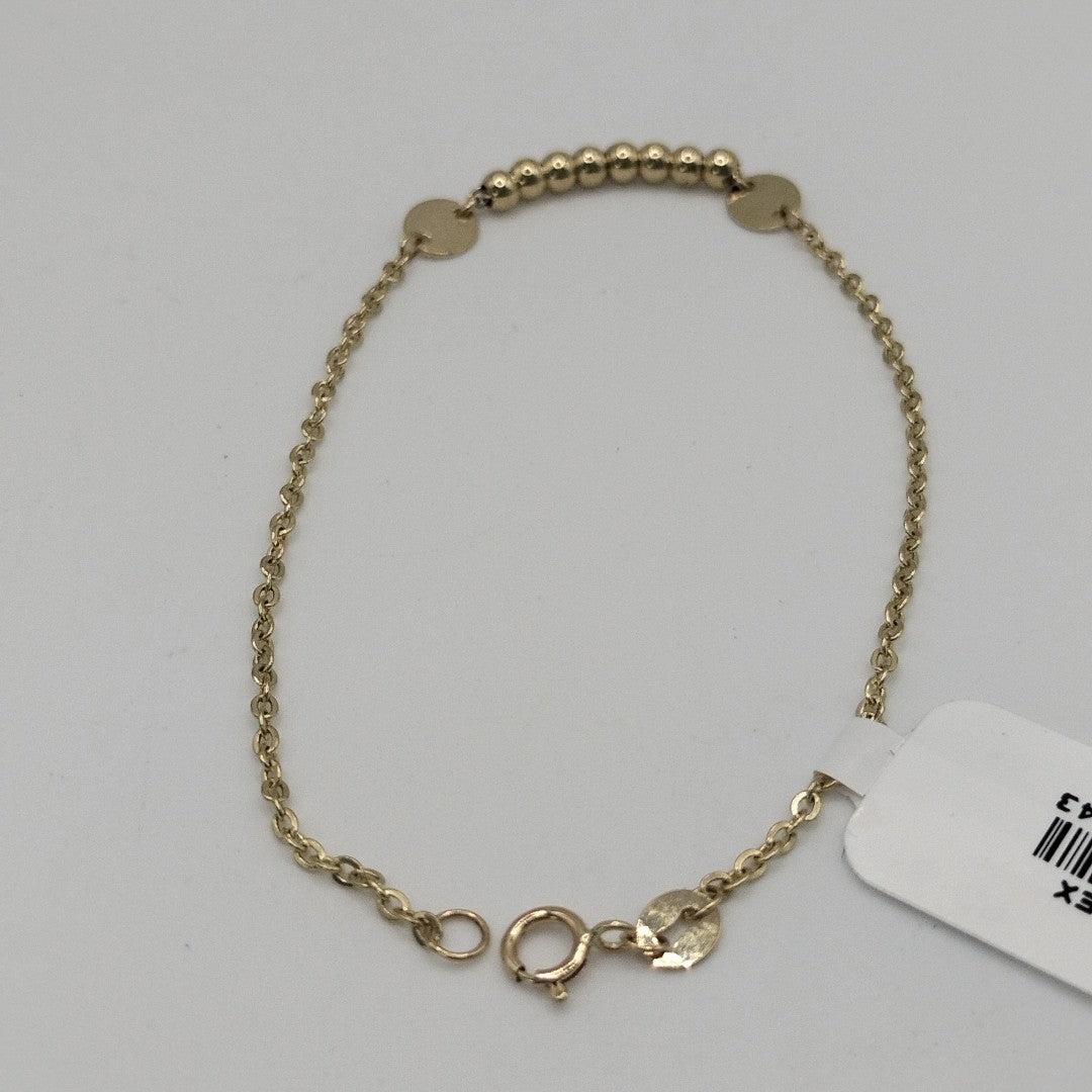 PULSERA TEJIDO ESPECIAL CON BOLITAS 14K 18 CM 1.8 GR (NUEVO)